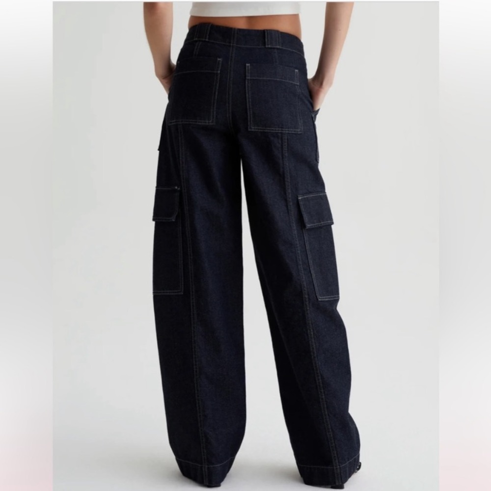 NWT AG Jeans x Emrata Amia Wide Leg Cargo Carpenter Denim trouser pant Jean - Picture 9 of 17